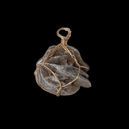 Selenite desert rose wire-wrapped pendant 16mm 5/6g in sunlight - Rocks and Things Store
