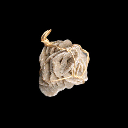 Selenite desert rose wire-wrapped pendant 16mm 5/6g in sunlight - Rocks and Things Store