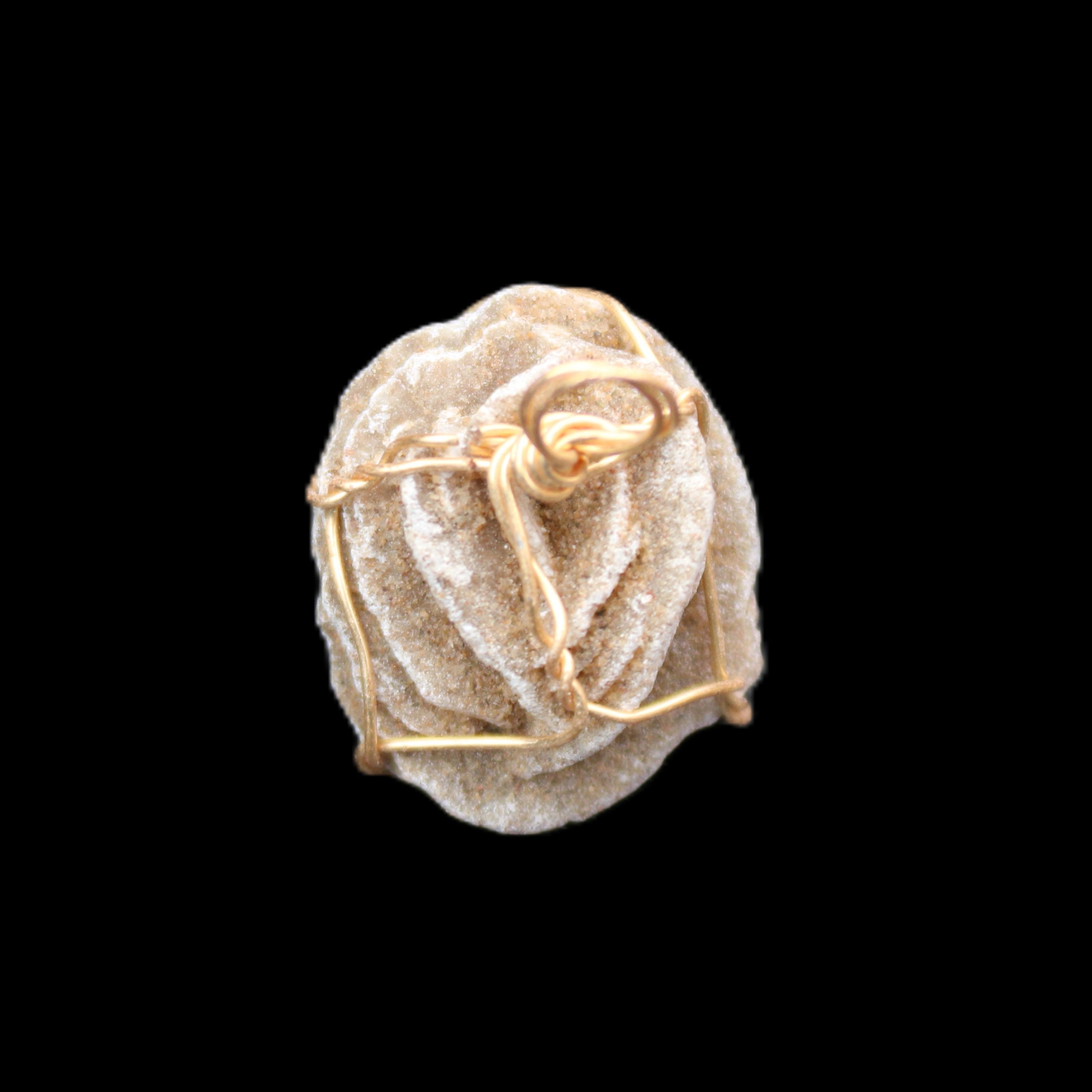 Selenite desert rose wire-wrapped pendant 16mm 5/6g in sunlight - Rocks and Things Store