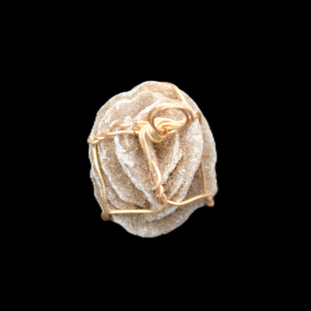 Selenite desert rose wire-wrapped pendant 16mm 5/6g in sunlight - Rocks and Things Store