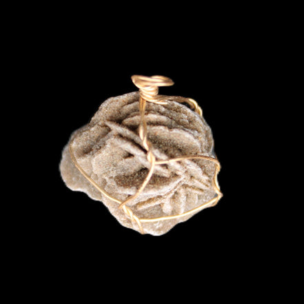 Selenite desert rose wire-wrapped pendant 16mm 5/6g in sunlight - Rocks and Things Store