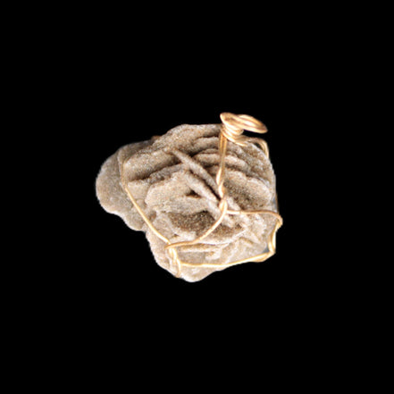 Selenite desert rose wire-wrapped pendant 16mm 5/6g in sunlight - Rocks and Things Store
