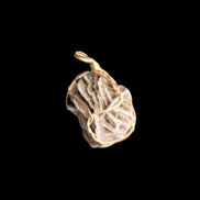 Selenite desert rose wire-wrapped pendant 16mm 5/6g in sunlight - Rocks and Things Store