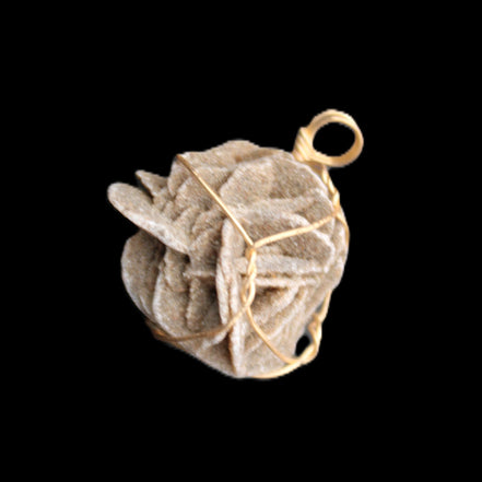 Selenite desert rose wire-wrapped pendant 16mm 5/6g in sunlight - Rocks and Things Store