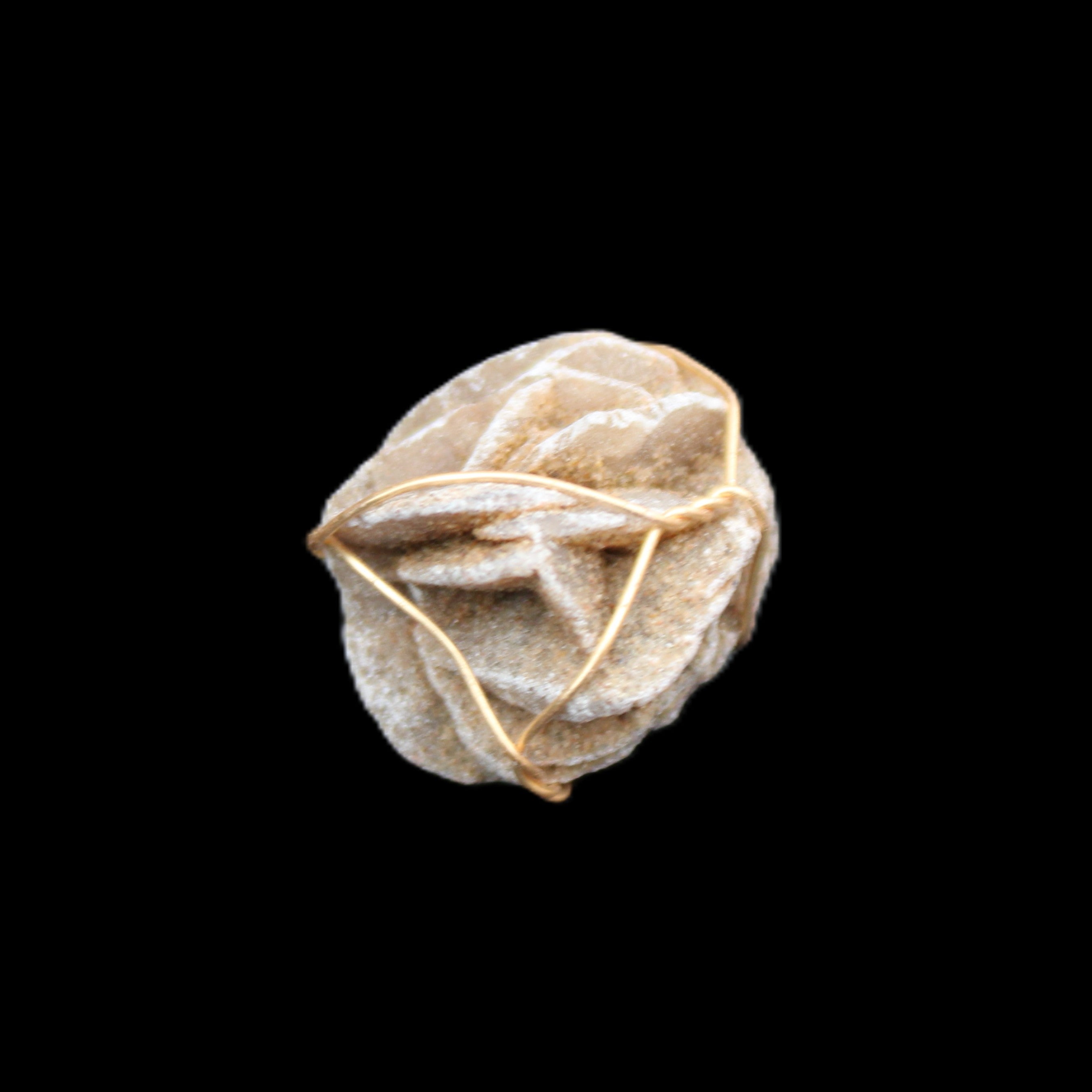 Selenite desert rose wire-wrapped pendant 16mm 5/6g in sunlight - Rocks and Things Store