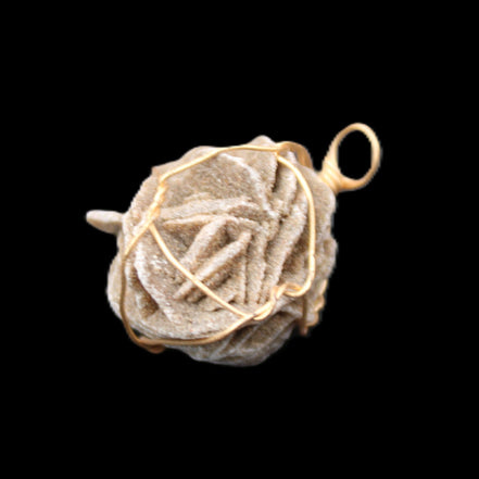 Selenite desert rose wire-wrapped pendant 16mm 5/6g in sunlight - Rocks and Things Store