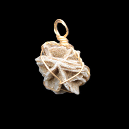 Selenite desert rose wire-wrapped pendant 16mm 5/6g in sunlight - Rocks and Things Store