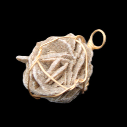 Selenite desert rose wire-wrapped pendant 16mm 5/6g in sunlight - Rocks and Things Store