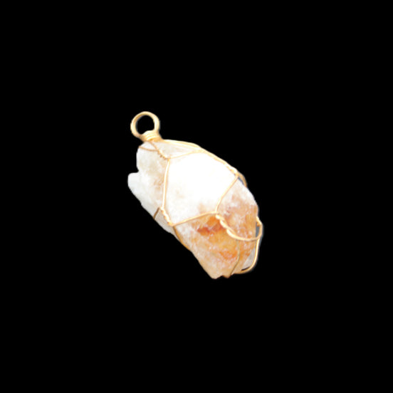 Citrine crystal wire-wrap pendant 15*33mm 11.9g in sunlight - Rocks and Things Store