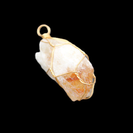 Citrine crystal wire-wrap pendant 15*33mm 11.9g in sunlight - Rocks and Things Store