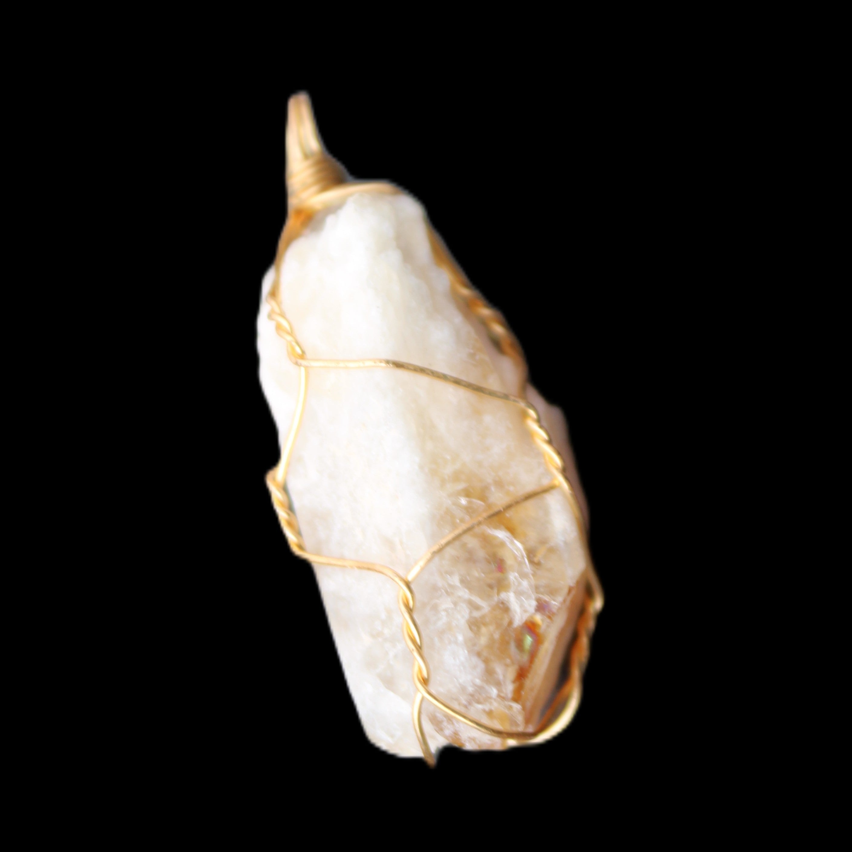 Citrine crystal wire-wrap pendant 15*33mm 11.9g in sunlight - Rocks and Things Store