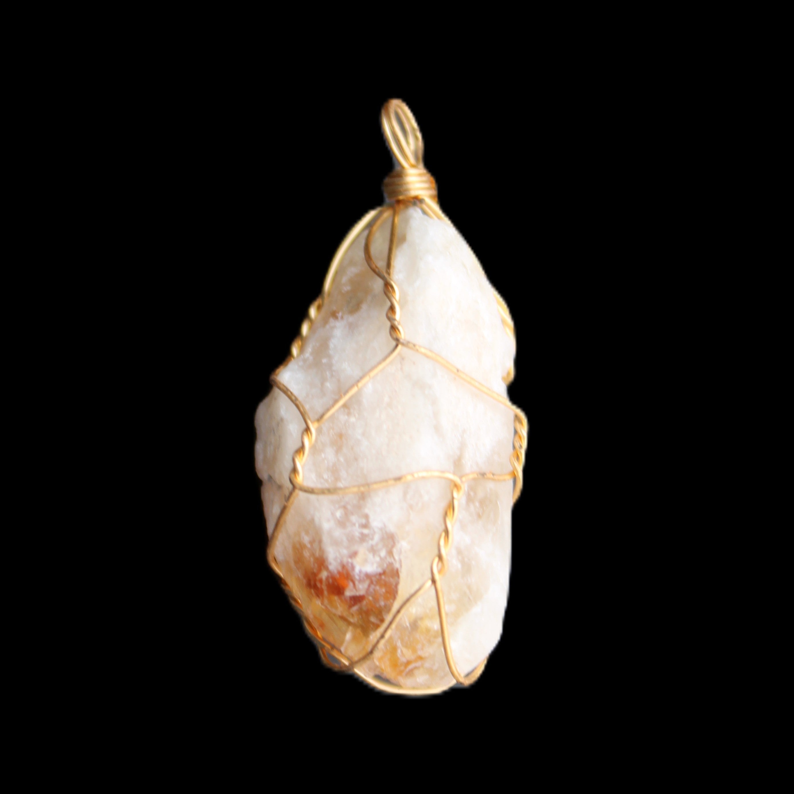 Citrine crystal wire-wrap pendant 15*33mm 11.9g in sunlight - Rocks and Things Store