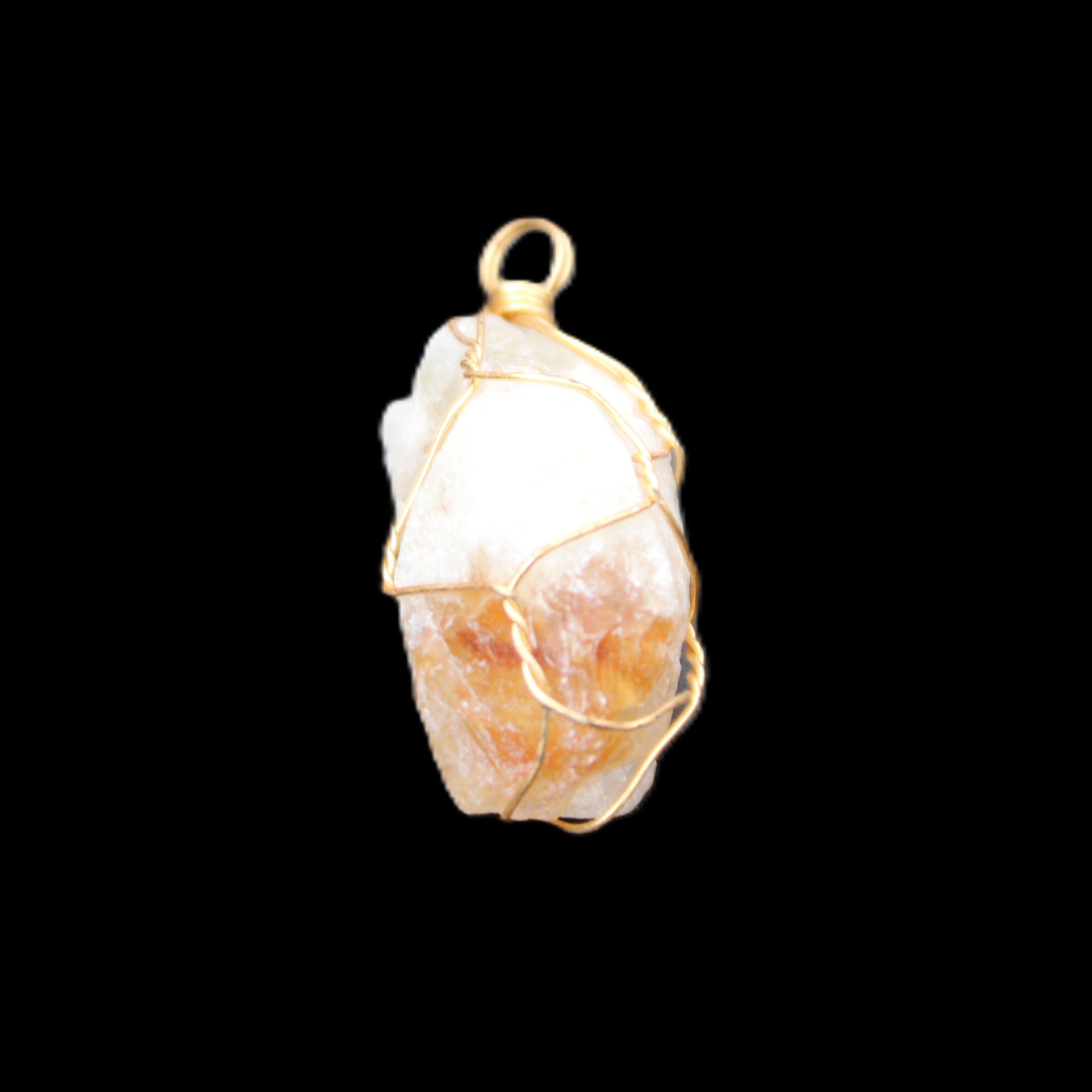 Citrine crystal wire-wrap pendant 15*33mm 11.9g in sunlight - Rocks and Things Store
