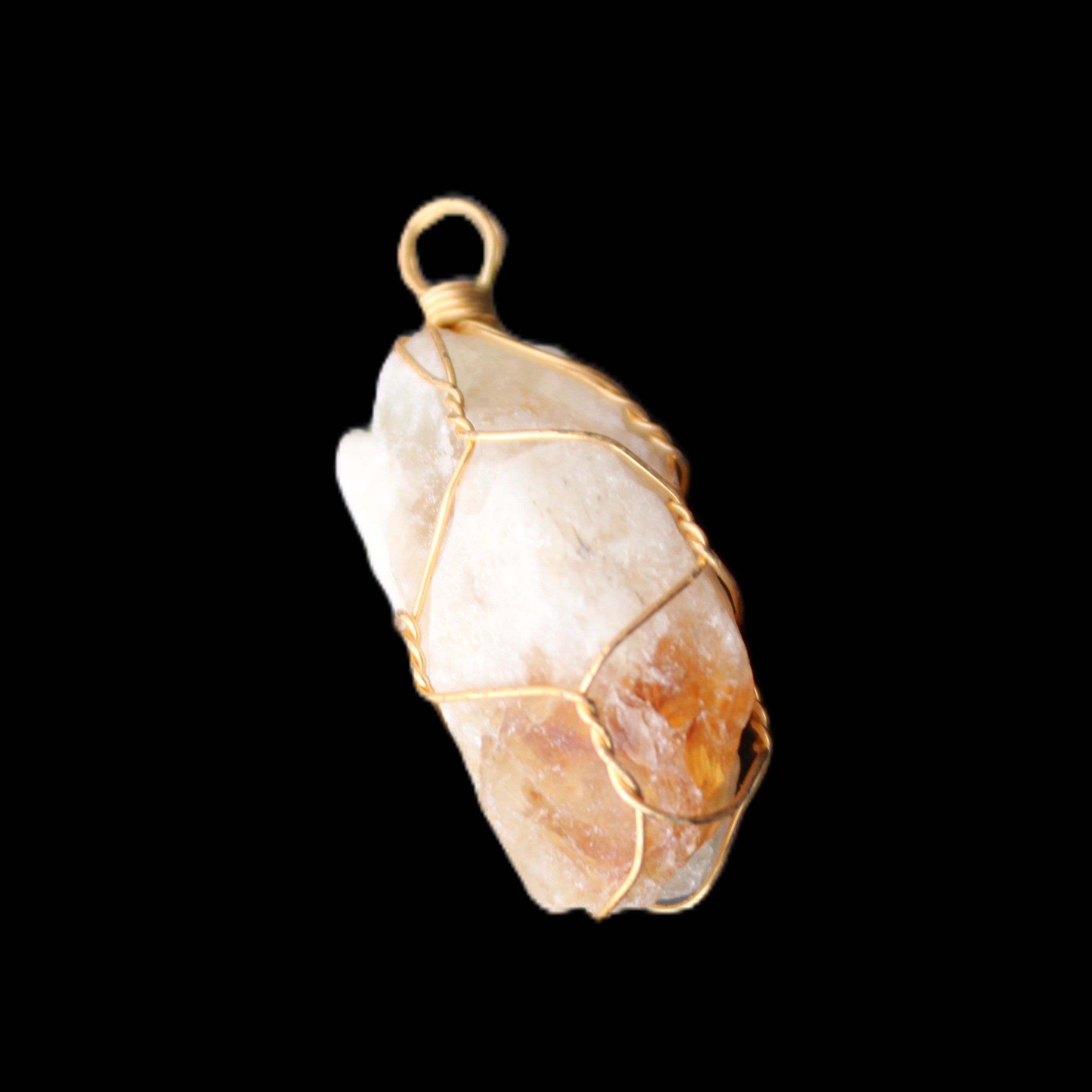 Citrine crystal wire-wrap pendant 15*33mm 11.9g in sunlight - Rocks and Things Store