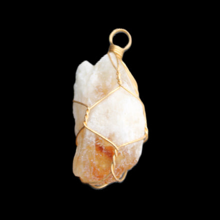 Citrine crystal wire-wrap pendant 15*33mm 11.9g in sunlight - Rocks and Things Store