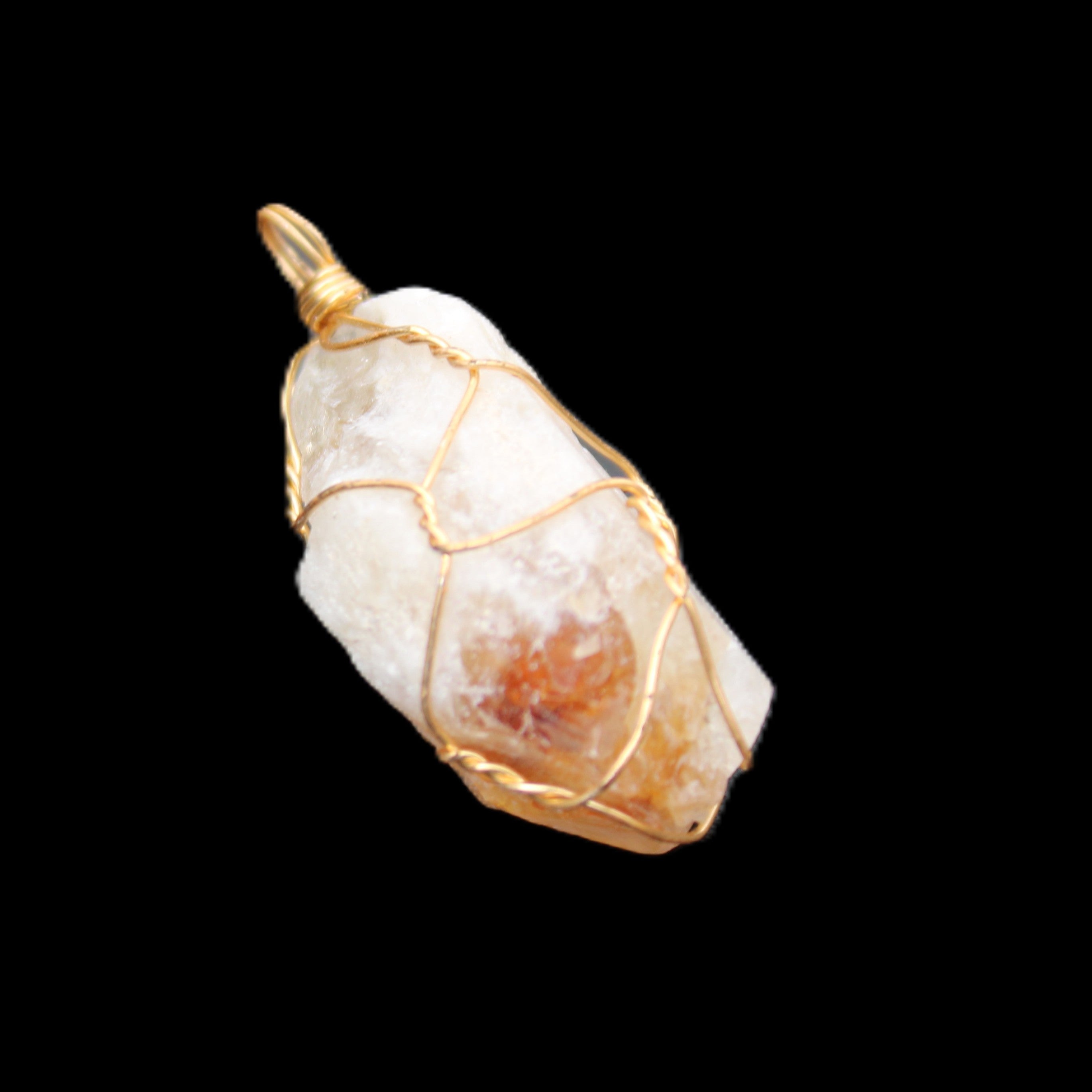 Citrine crystal wire-wrap pendant 15*33mm 11.9g in sunlight - Rocks and Things Store
