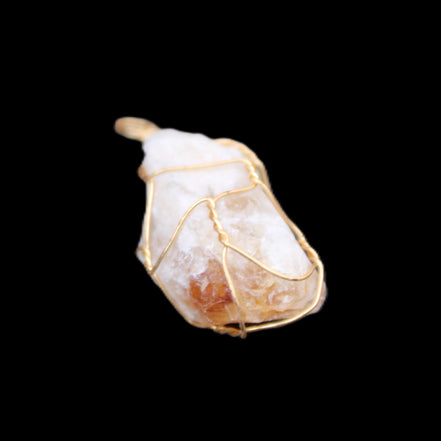Citrine crystal wire-wrap pendant 15*33mm 11.9g in sunlight - Rocks and Things Store