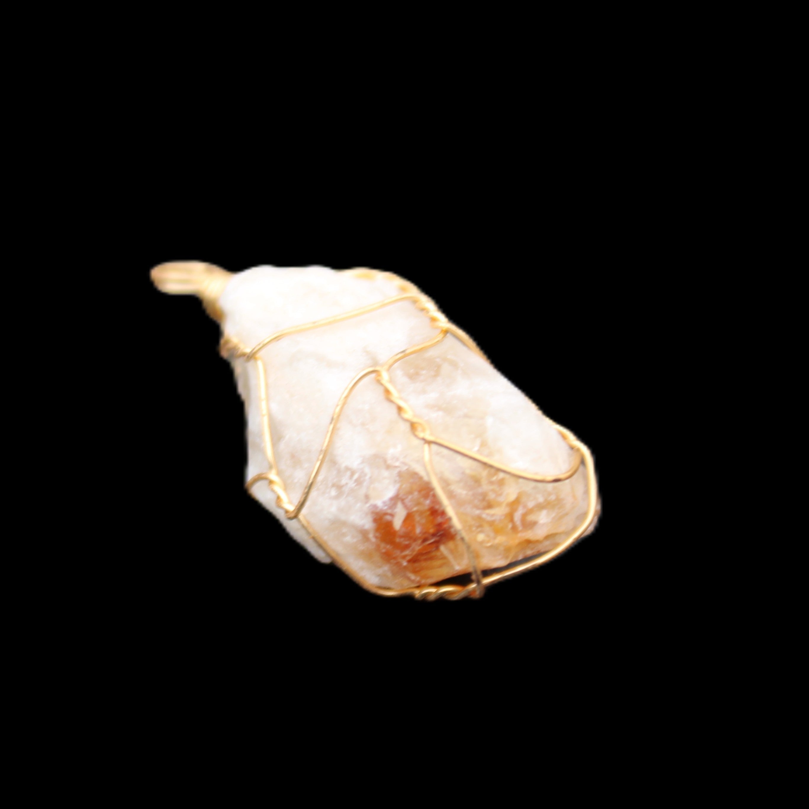 Citrine crystal wire-wrap pendant 15*33mm 11.9g in sunlight - Rocks and Things Store