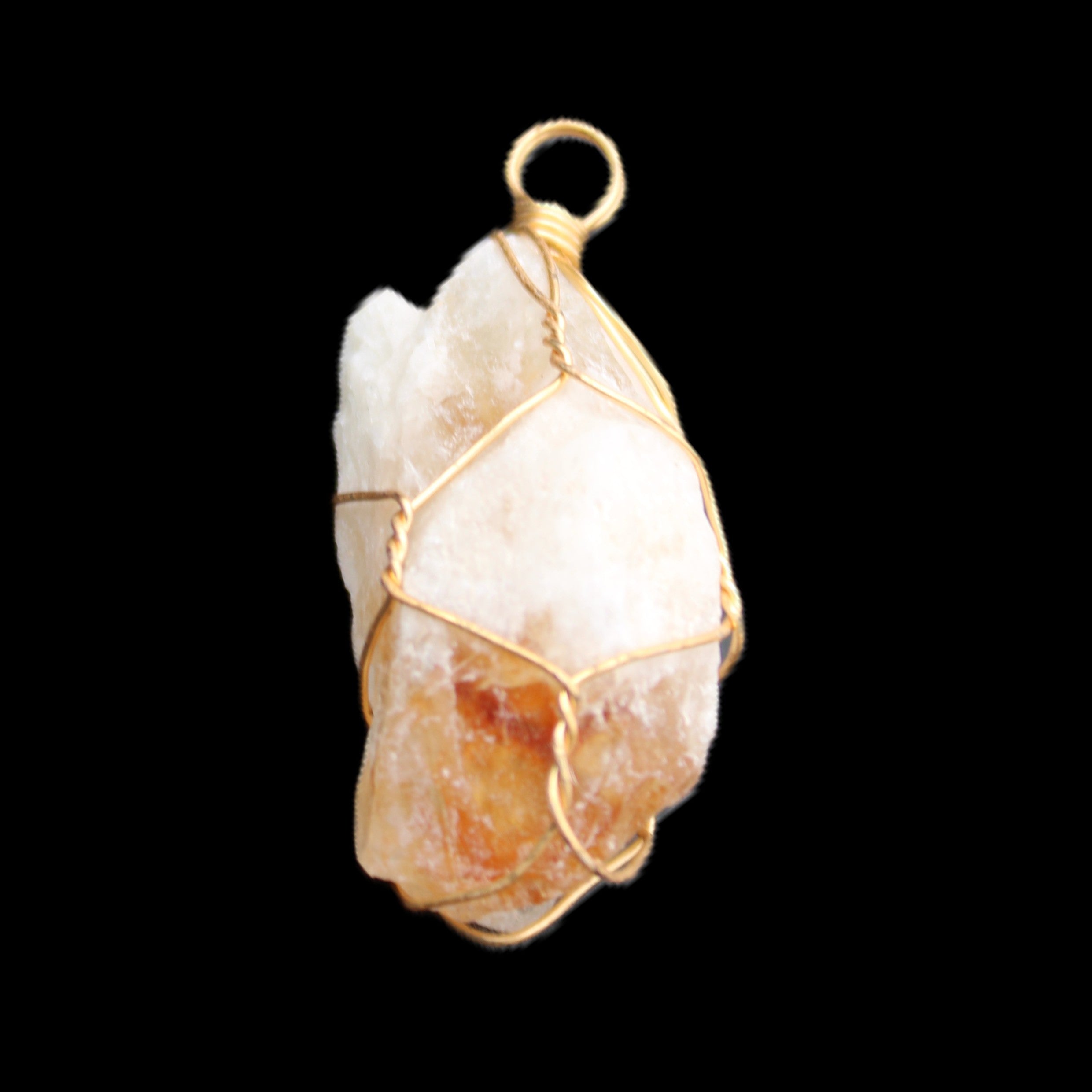Citrine crystal wire-wrap pendant 15*33mm 11.9g in sunlight - Rocks and Things Store