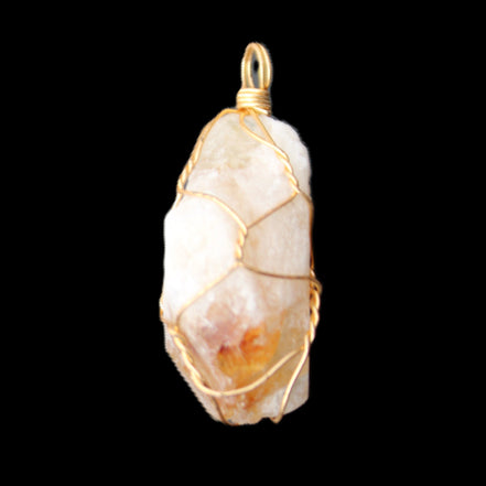 Citrine crystal wire-wrap pendant 15*33mm 11.9g in sunlight - Rocks and Things Store