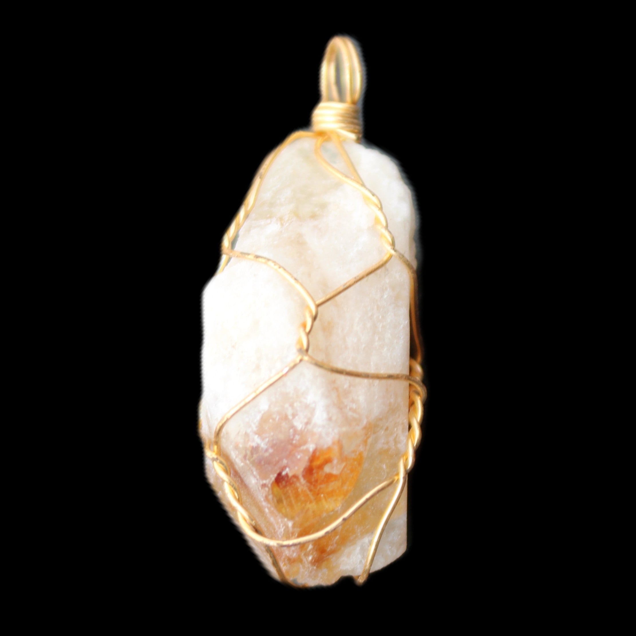 Citrine crystal wire-wrap pendant 15*33mm 11.9g in sunlight - Rocks and Things Store