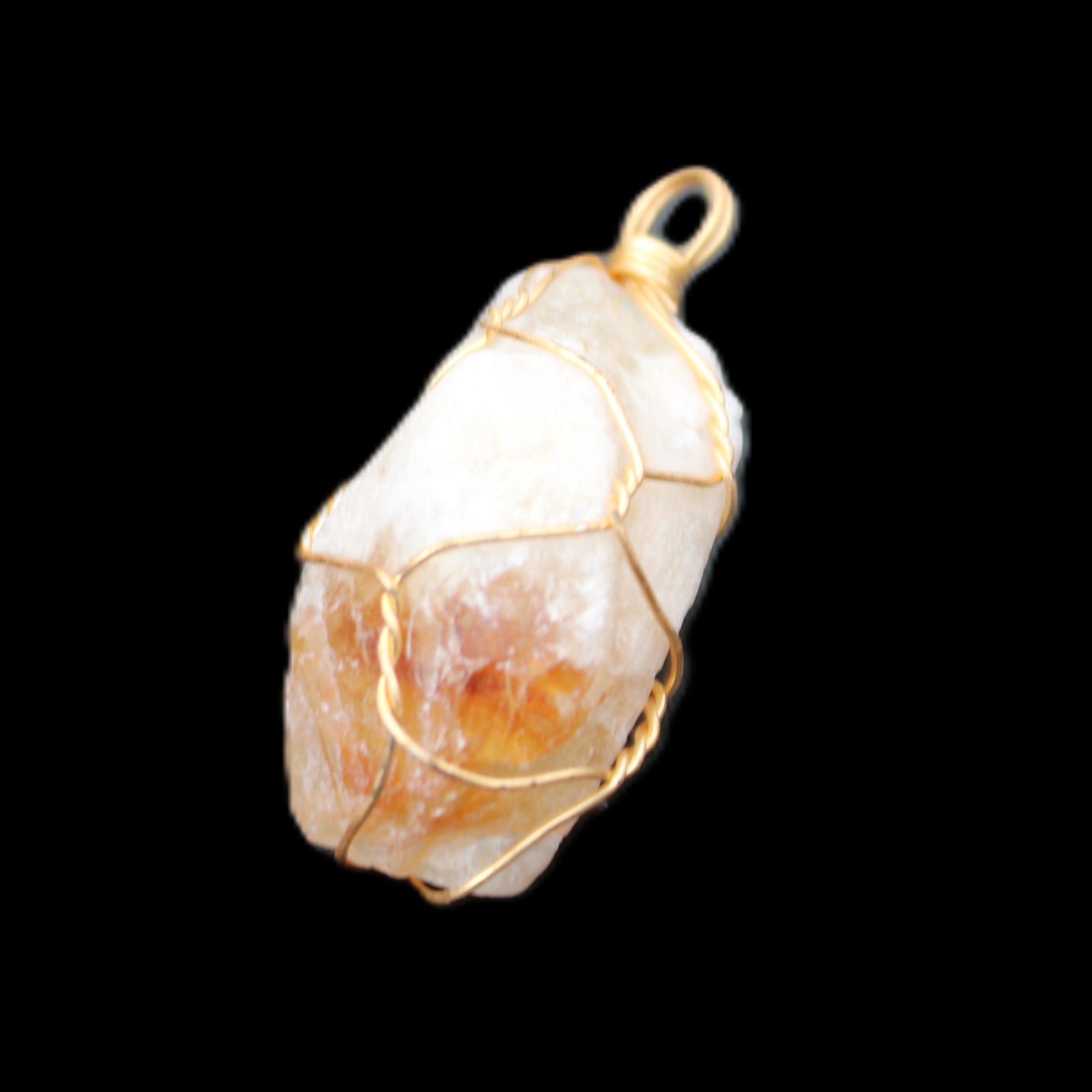 Citrine crystal wire-wrap pendant 15*33mm 11.9g in sunlight - Rocks and Things Store