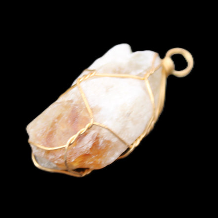 Citrine crystal wire-wrap pendant 15*33mm 11.9g in sunlight - Rocks and Things Store