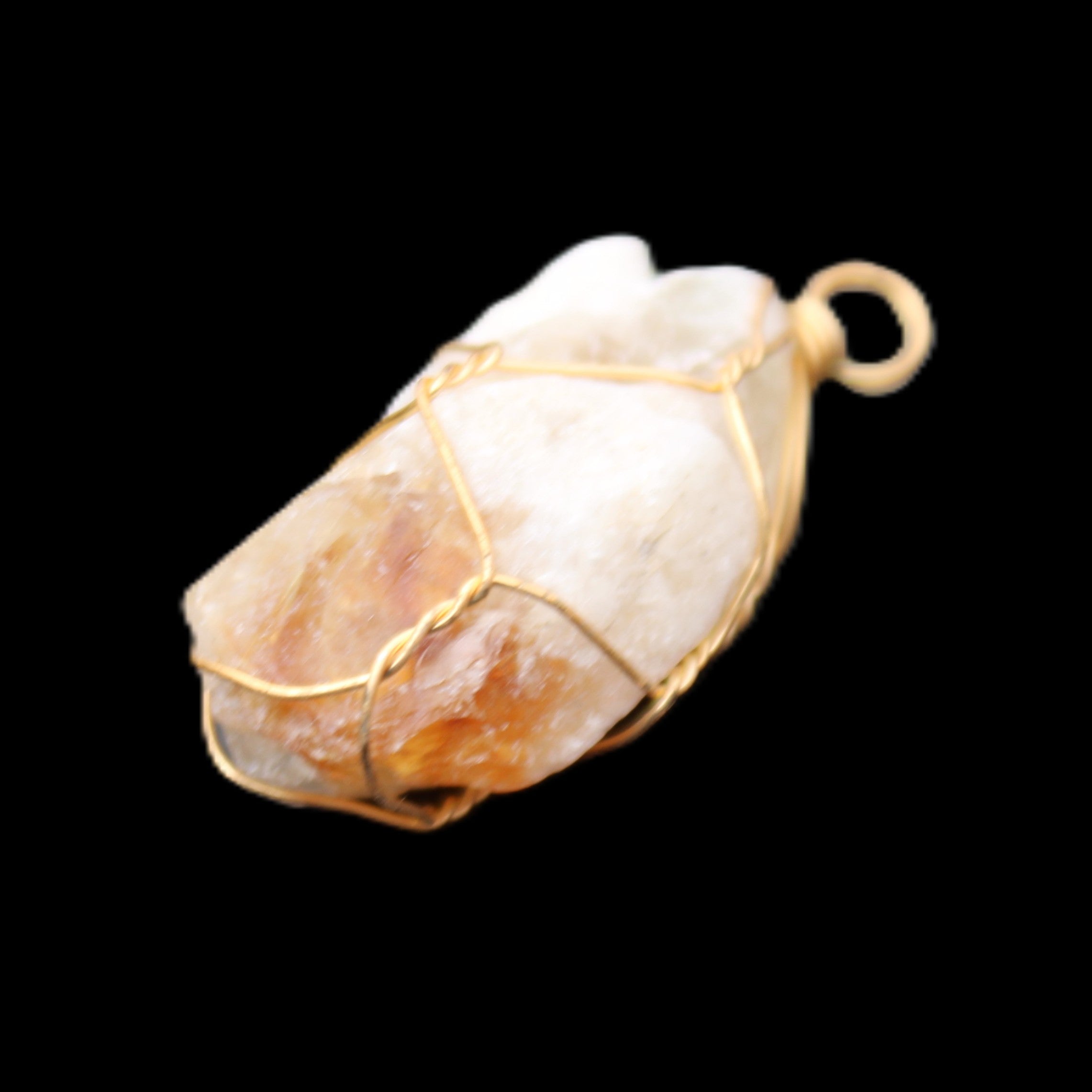 Citrine crystal wire-wrap pendant 15*33mm 11.9g in sunlight - Rocks and Things Store