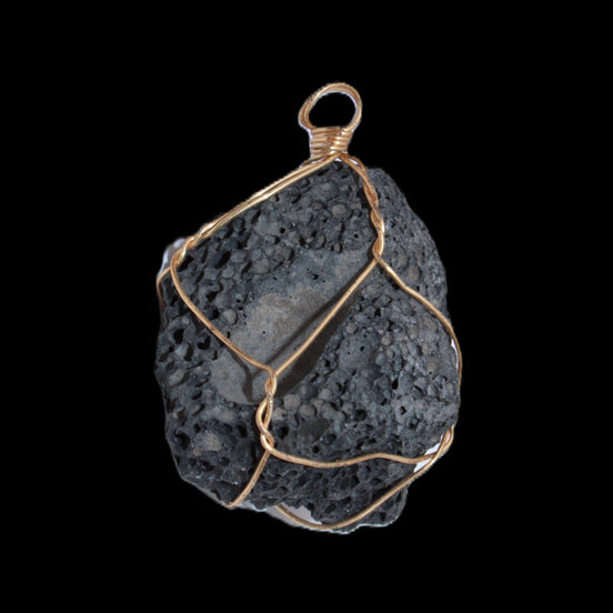 Vesicular Basalt wire-wrapped 30*21*40mm pendant 15g in sunlight - Rocks and Things Store