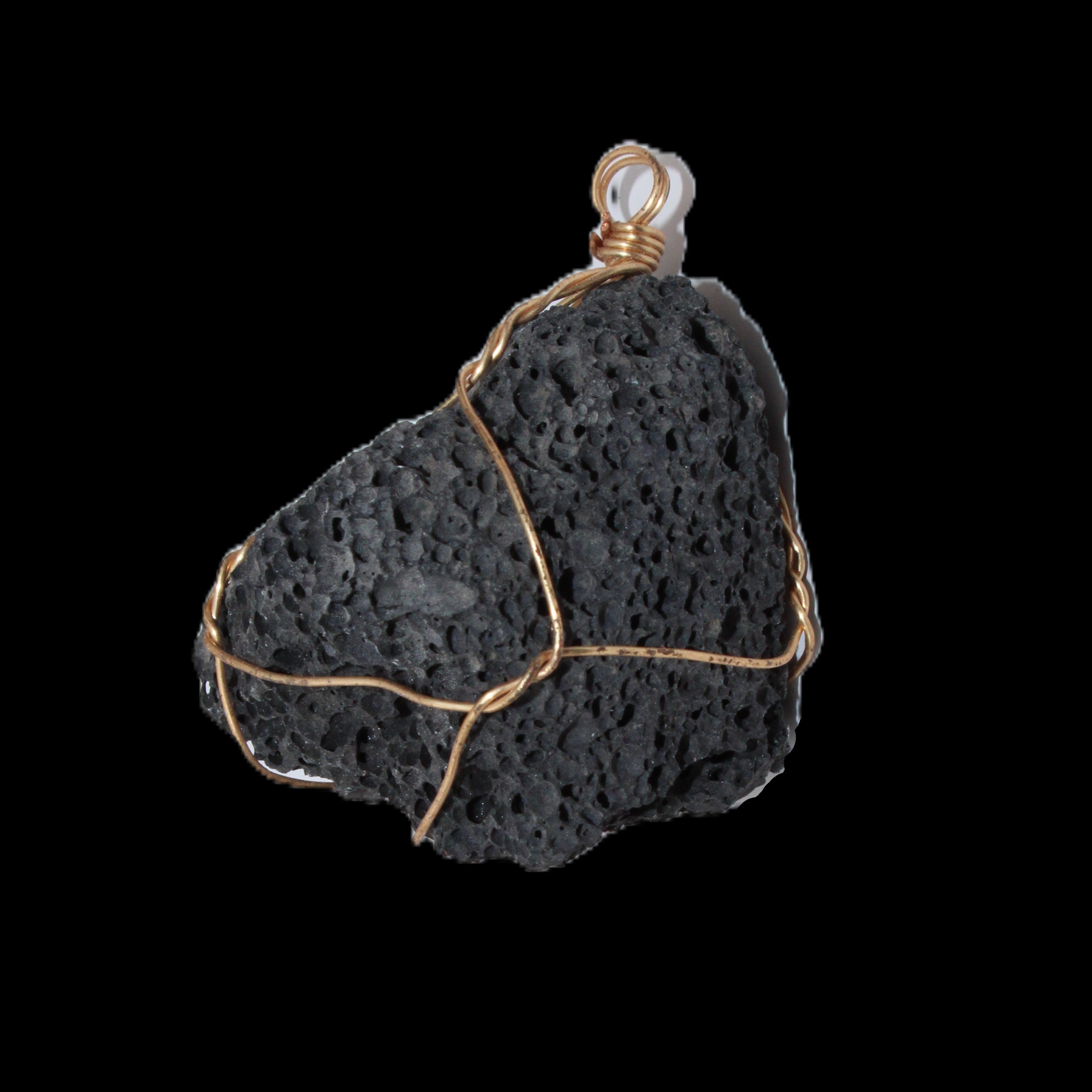 Vesicular Basalt wire-wrapped 30*21*40mm pendant 15g in sunlight - Rocks and Things Store