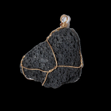 Vesicular Basalt wire-wrapped 30*21*40mm pendant 15g in sunlight - Rocks and Things Store