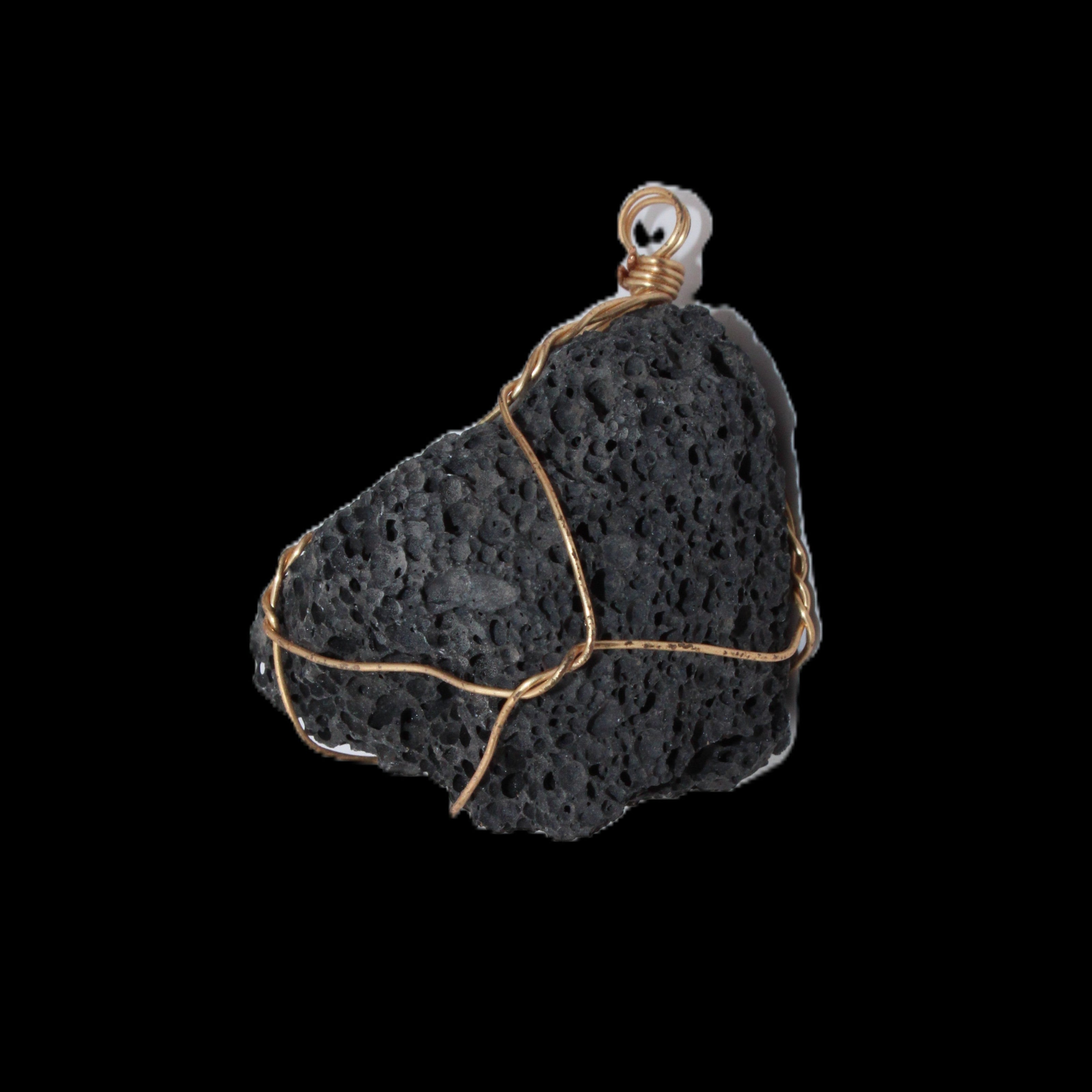 Vesicular Basalt wire-wrapped 30*21*40mm pendant 15g in sunlight - Rocks and Things Store