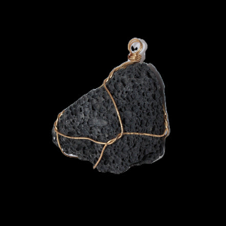 Vesicular Basalt wire-wrapped 30*21*40mm pendant 15g in sunlight - Rocks and Things Store