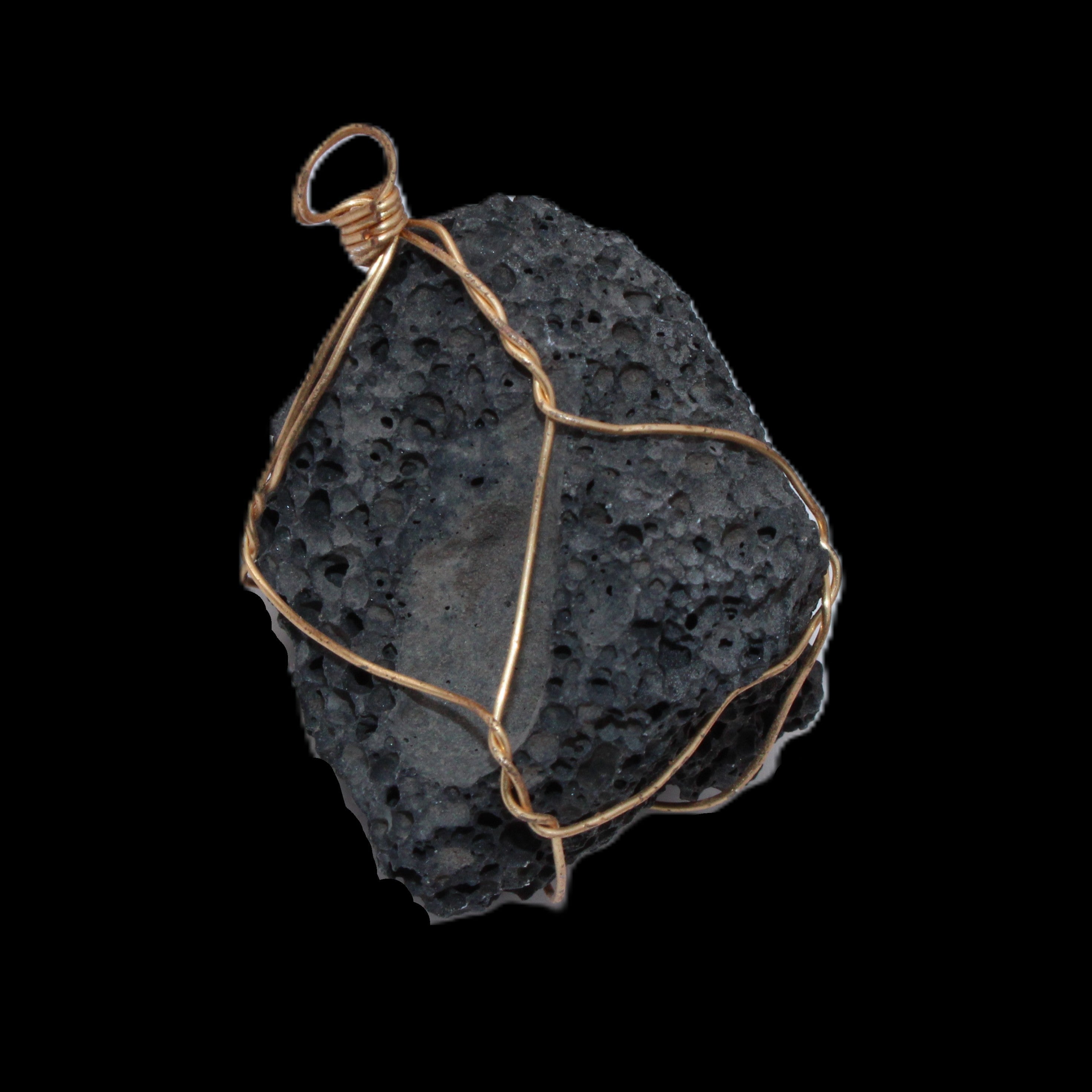 Vesicular Basalt wire-wrapped 30*21*40mm pendant 15g in sunlight - Rocks and Things Store