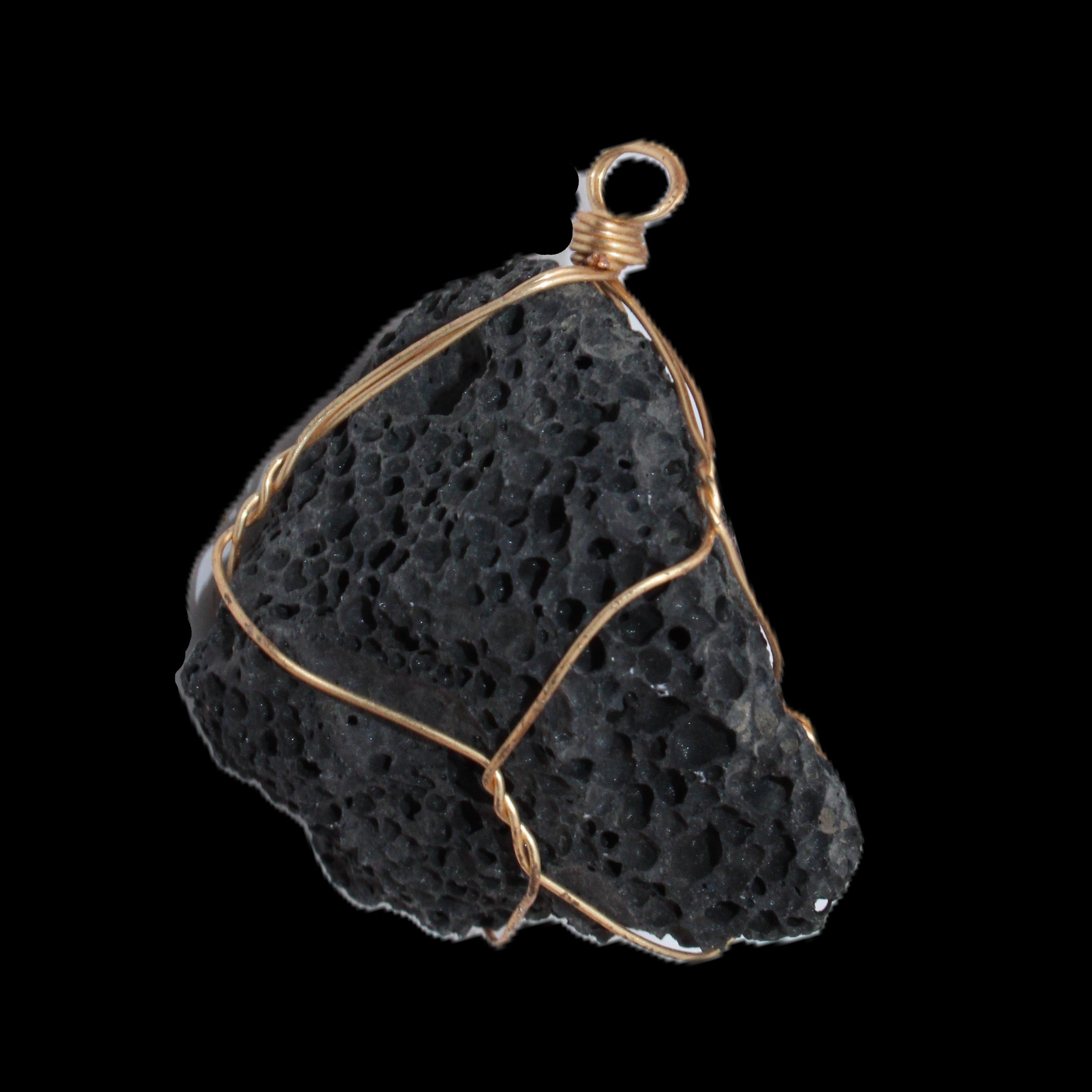 Vesicular Basalt wire-wrapped 30*21*40mm pendant 15g in sunlight - Rocks and Things Store