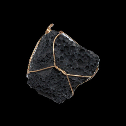 Vesicular Basalt wire-wrapped 30*21*40mm pendant 15g in sunlight - Rocks and Things Store