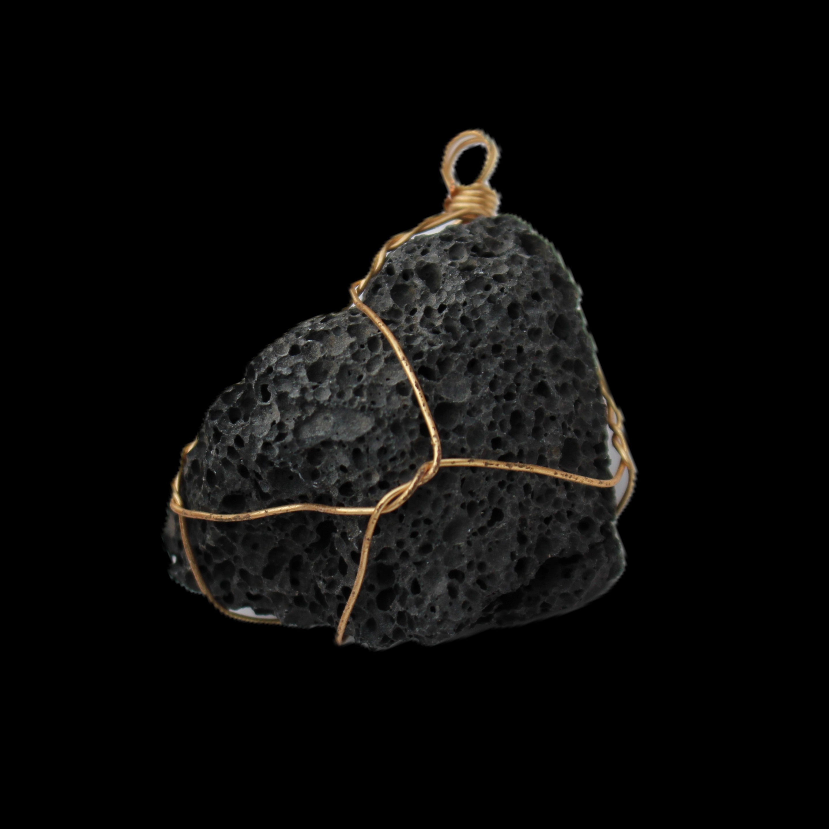 Vesicular Basalt wire-wrapped 30*21*40mm pendant 15g in sunlight - Rocks and Things Store