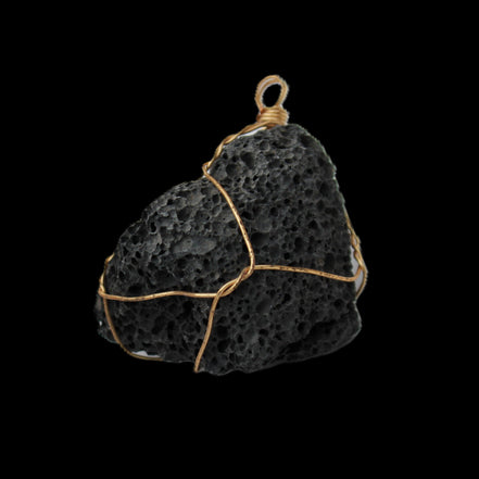 Vesicular Basalt wire-wrapped 30*21*40mm pendant 15g in sunlight - Rocks and Things Store