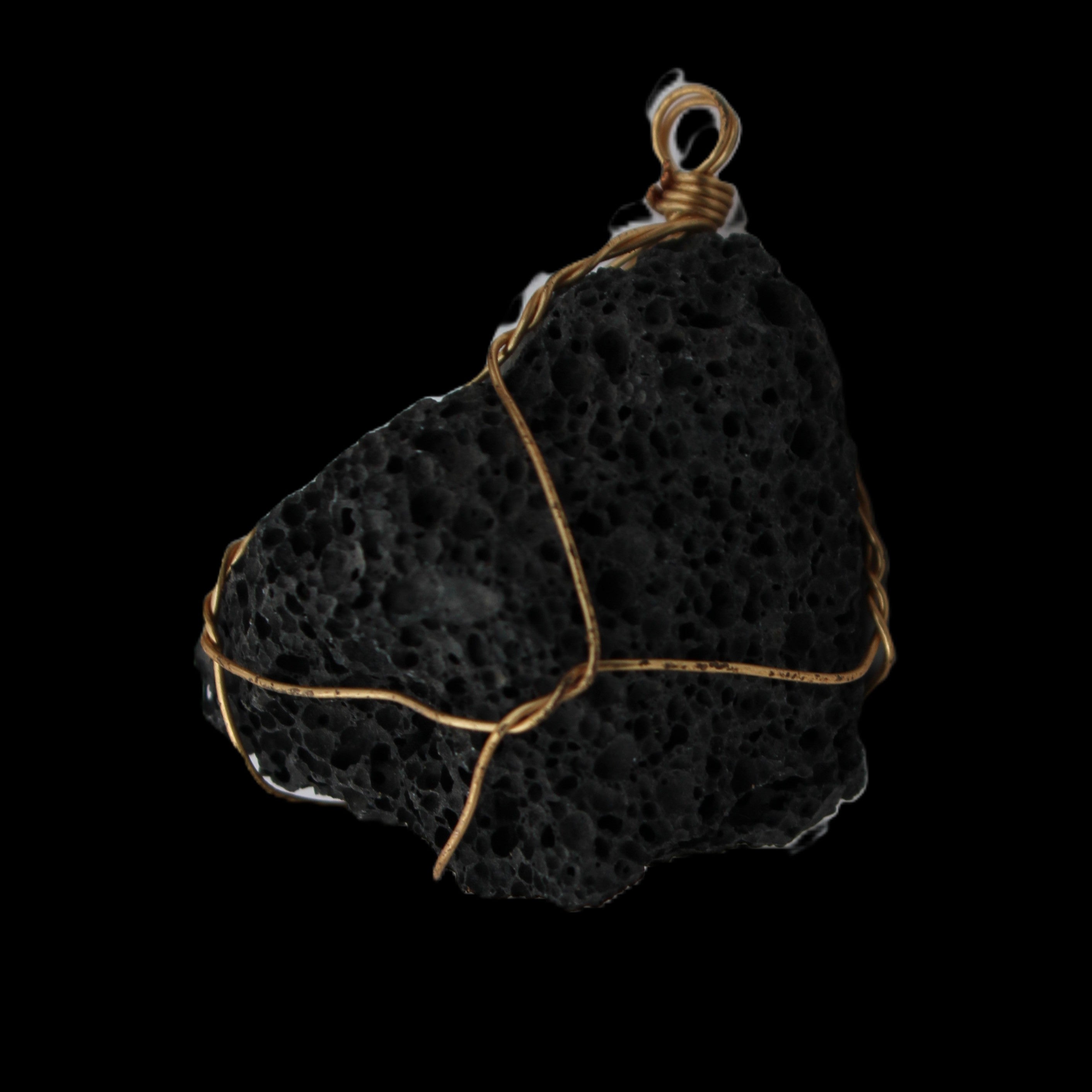 Vesicular Basalt wire-wrapped 30*21*40mm pendant 15g in sunlight - Rocks and Things Store