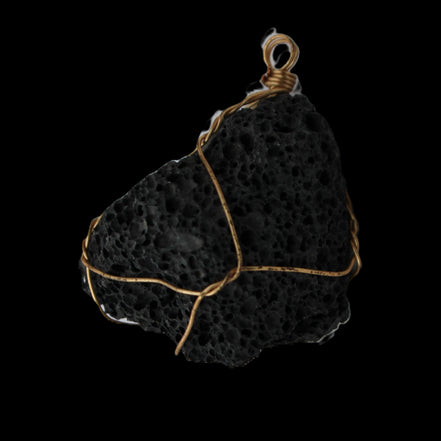 Vesicular Basalt wire-wrapped 30*21*40mm pendant 15g in sunlight - Rocks and Things Store