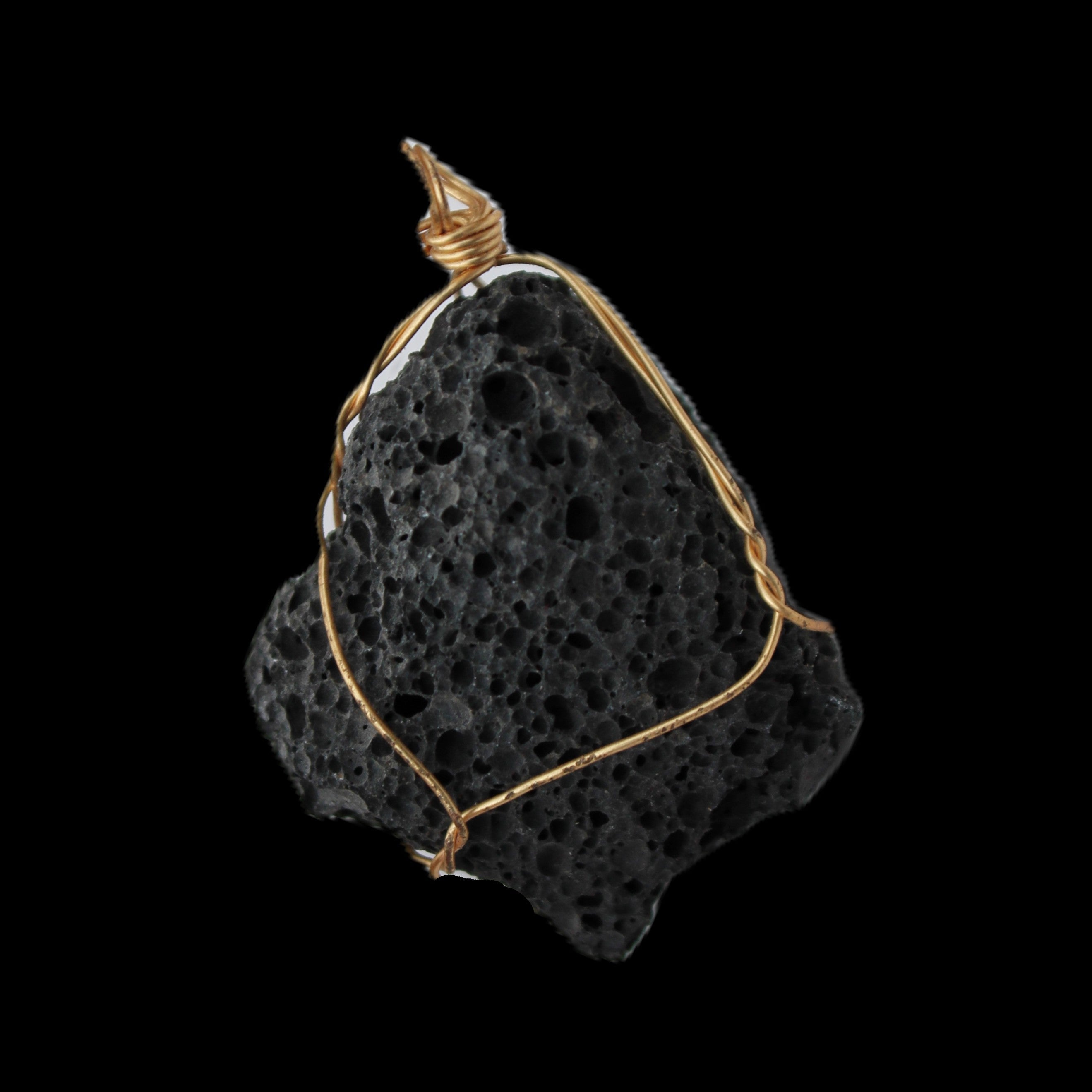 Vesicular Basalt wire-wrapped 30*21*40mm pendant 15g in sunlight - Rocks and Things Store