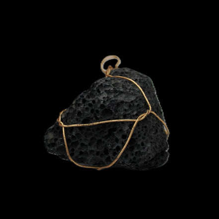 Vesicular Basalt wire-wrapped 30*21*40mm pendant 15g in sunlight - Rocks and Things Store