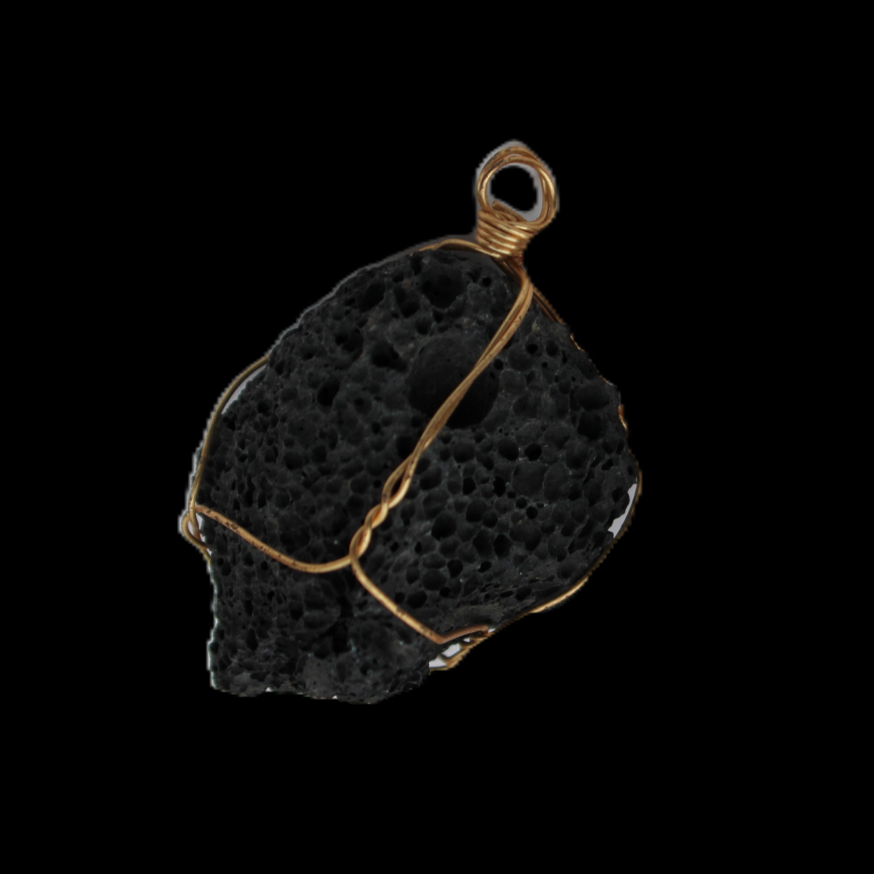 Vesicular Basalt wire-wrapped 30*21*40mm pendant 15g in sunlight - Rocks and Things Store