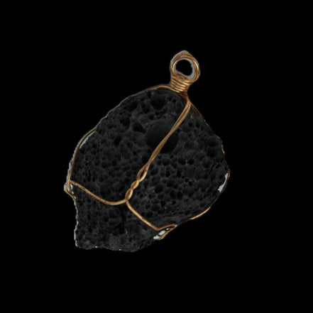 Vesicular Basalt wire-wrapped 30*21*40mm pendant 15g in sunlight - Rocks and Things Store