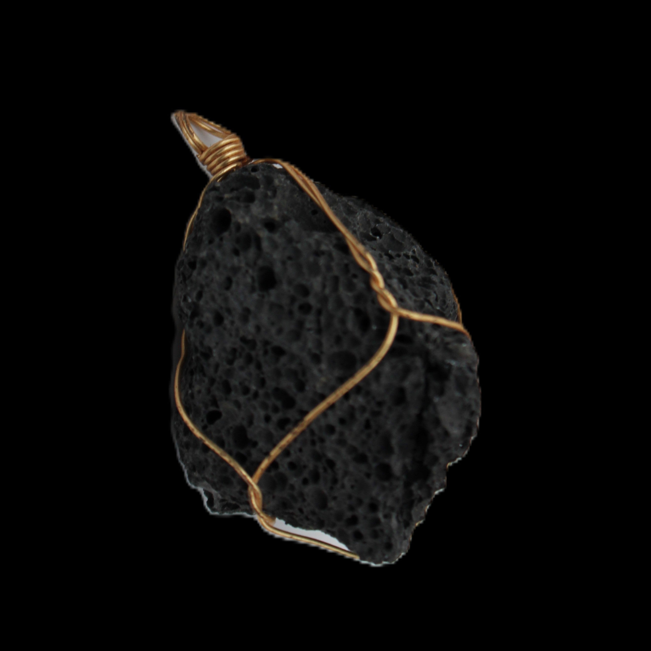 Vesicular Basalt wire-wrapped 30*21*40mm pendant 15g in sunlight - Rocks and Things Store