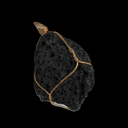 Vesicular Basalt wire-wrapped 30*21*40mm pendant 15g in sunlight - Rocks and Things Store