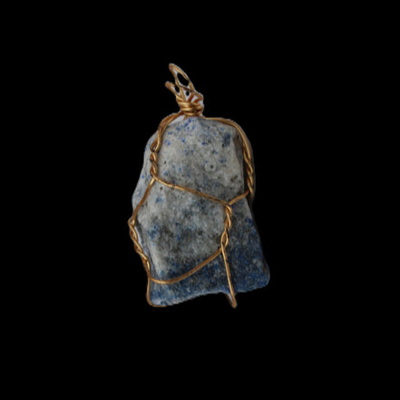 Sodalite natural wire-wrapped pendant 15*23mm 9.2g in sunlight - Rocks and Things Store