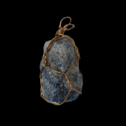 Sodalite natural wire-wrapped pendant 15*23mm 9.2g in sunlight - Rocks and Things Store