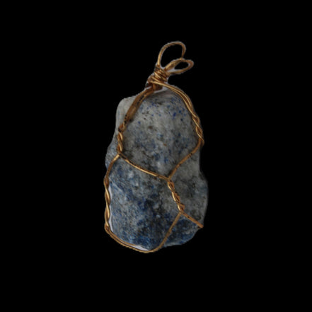 Sodalite natural wire-wrapped pendant 15*23mm 9.2g in sunlight - Rocks and Things Store