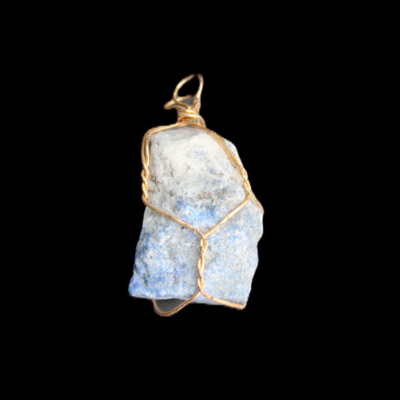 Sodalite natural wire-wrapped pendant 15*23mm 9.2g in sunlight - Rocks and Things Store